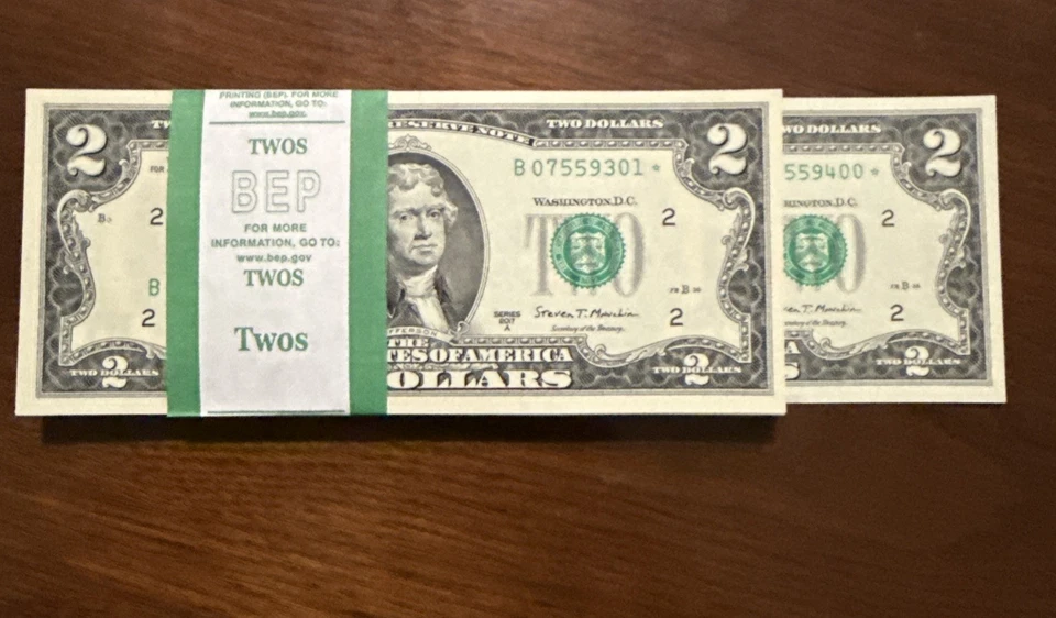 $2 Bill  2017A New York  STAR NOTE PACK 100  SEQ NOTES  UNC - Image 3 of 3