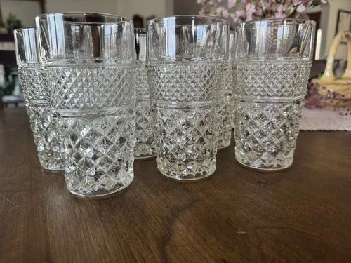 Set Of 6 Vintage ANCHOR HOCKING WEXFORD Tumbler Glasses 10oz 5.5”