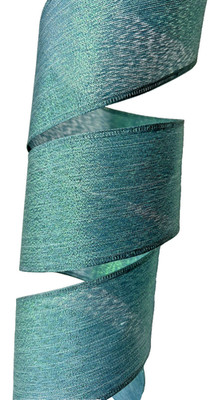 1OYd Turquoise Blue Ribbon 2.5'' Wired Edge Semi Sheer Slight Sheen