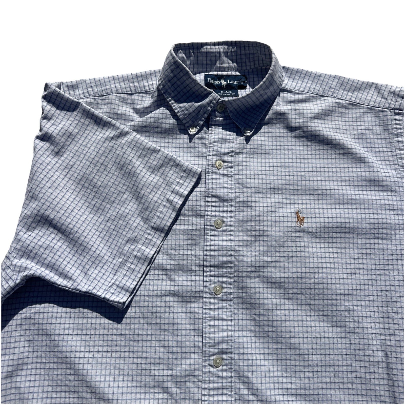 Polo Ralph Lauren Blake Shirt Short Sleeve Men’s Large Check Flesh Pony VTG