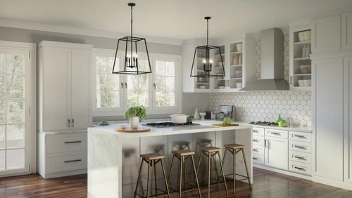 Quoizel PRC2818 Prescott 4 Light 18"W Taper Candle Pendant - Black - Picture 2 of 12