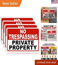 4 Pack Large No Trespassing Signs Private Property 14x10 Inch 40 Mil Heavy ...