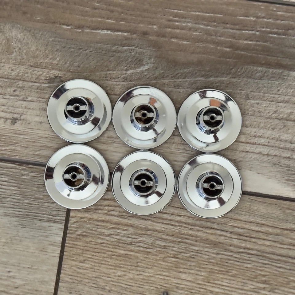 Lote de 6 tiradores de cajón cóncavos biselados vintage MCM de 2" cromo plata Foto 3 de 4