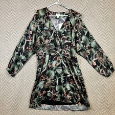 Johanna Ortiz Dress XL Green Tropical Floral Ruffle Mini Summer