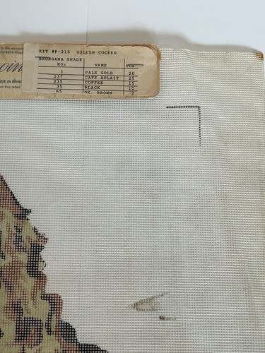 Vintage Brunswick needlepoint canvas Golden Cocker Spaniel New - Picture 3 of 11
