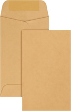2-1/2 X 4-1/4 Coin Envelopes, 3 Coin Envelopes, 5 Pack, with Gummed Flap, 28 Lb