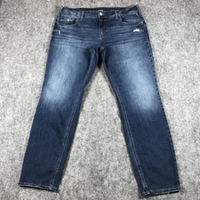 Silver Jeans Co Boyfriend Jeans Womens 16W L29 Blue Distressed Stretch