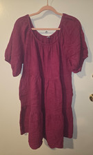 Old Navy Womens Sz XL Babydoll Raspberry Pink Cotton Gauze Dress Summer Coastal