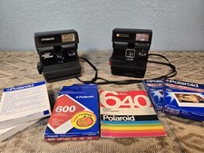 Vintage Polaroid Lot One Step Instant 600 Sun 640 Land Camera Film Manual