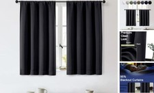 Sallyout Curtains 36 Inch Length 2 Panels Set, 40"W x 36"L Pack of 2 Black