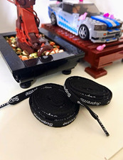 Supreme Black Flat Laces Shoe Laces Pair White Logo Print Black/White