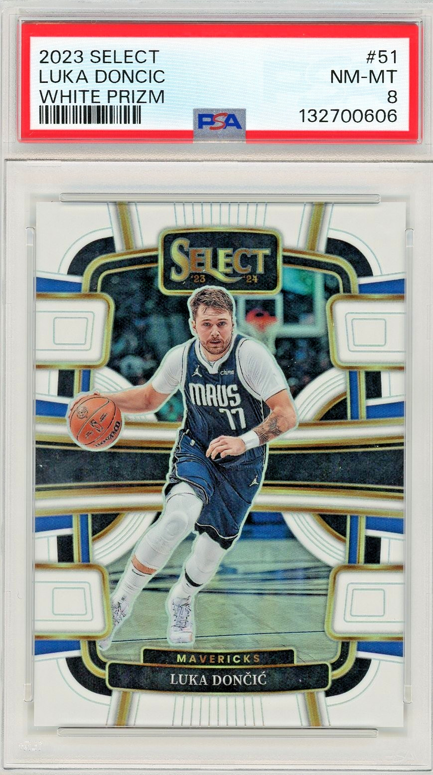 2023-24 Panini Select - Luka Doncic White Prizms /149 Concourse Mavericks PSA 8