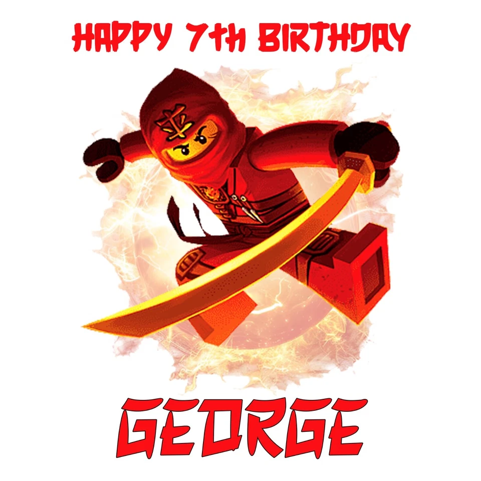 Personalised Ninjago Wrapping Paper Kai Theme – Kids Birthday Gift Wrap 61cm - Image 4 of 4