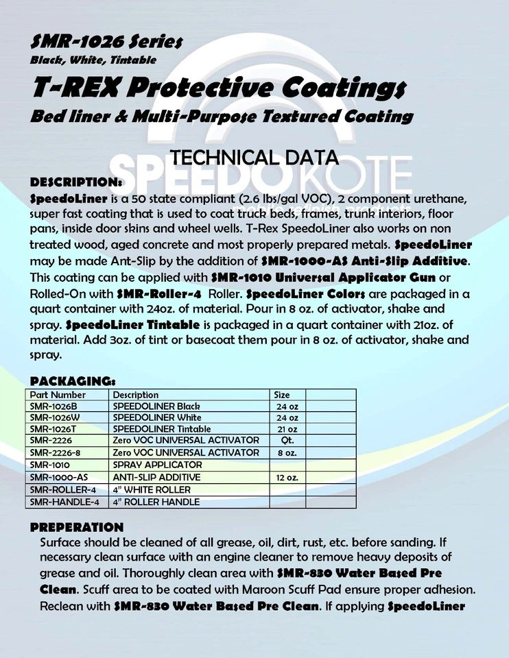 T-Rex Black textured truck Bed Liner kit, SMR-1026B-K4, 4-quart kit w/ Spray Gun - Image 2 of 4