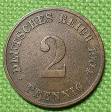 2 Pfennig St&uuml;ck 1904 J Deutsches Reich gro&szlig;er Reichsadler M&uuml;nze