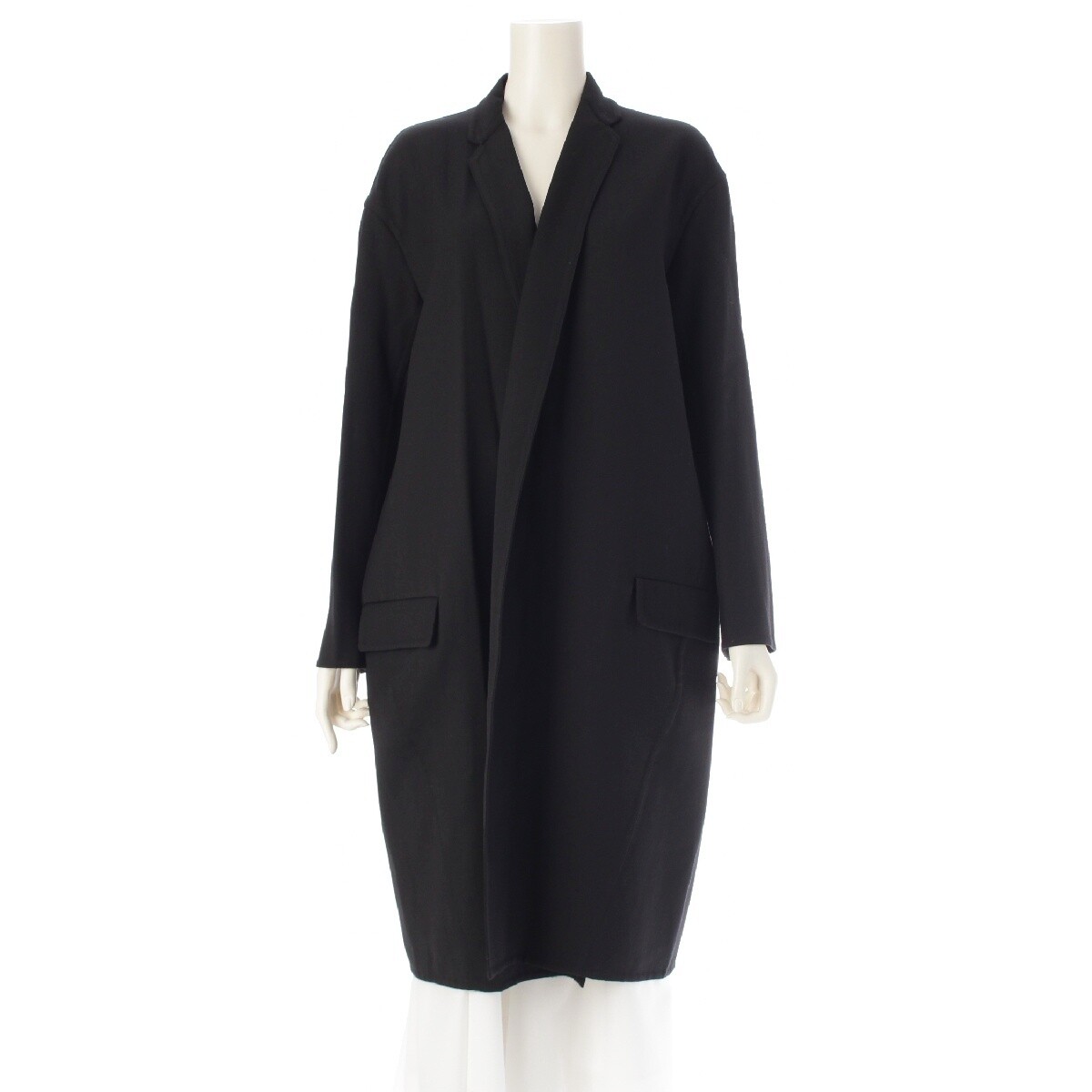 ALTRA Cappotto lungo CELINE lana vergine Phoebe Crombie Egg esterno 2 8H13 nero 36