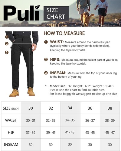 Men's Carpenter Work Pants Cargo Hiking Waterproof Stretch Heavy Duty Trousers - Picture 4 of 51