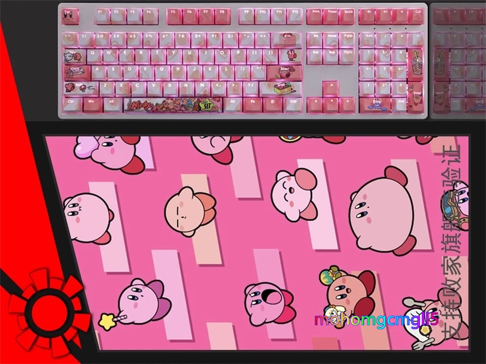 Pink Kirby Theme Keycaps OEM Cherry Height PBT For Mechanica keyboard 108 PCS - Image 3 of 4