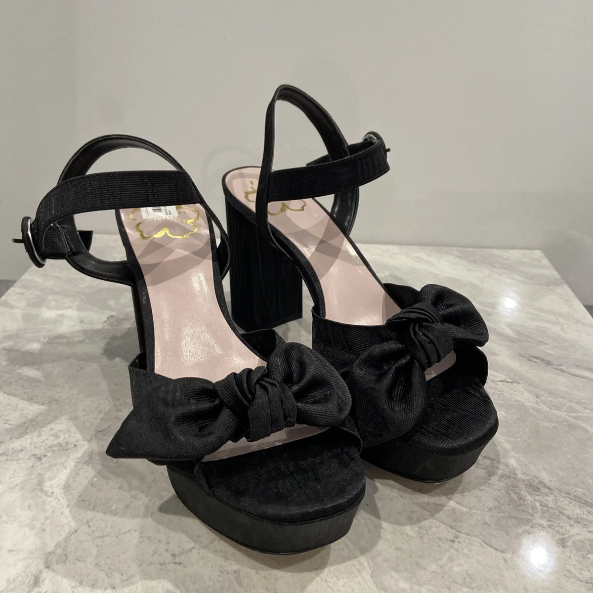 womens ted baker kenziie heeled bow sandals black size uk 5 eu 38 C9