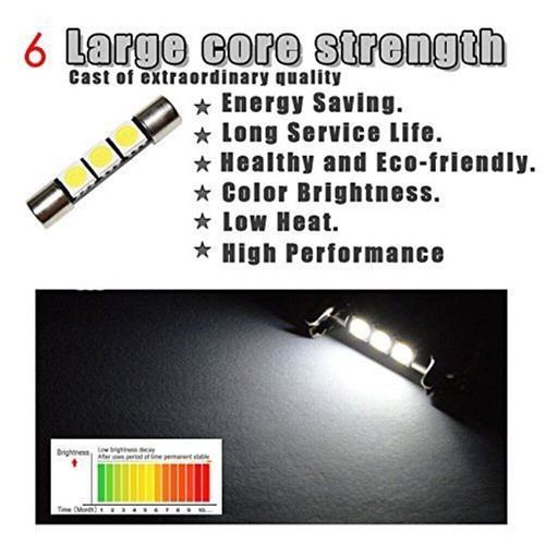 4X 5050 3-SMD 31mm 6641 Fuse LED Bulbs Vanity Mirror Light Sun Visor Lamp White - Picture 8 of 12