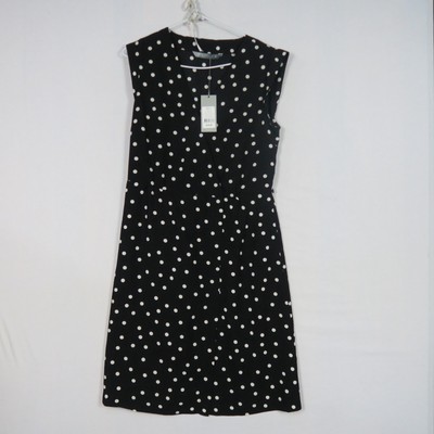Katies NEW Womens Mock Wrap Dress Size 8(AU) Black Polka Dot V-Neck Work RRP$79