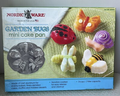 NEW NORDIC WARE GARDEN BUGS Mini Cake Pan Aluminum Bee Ladybug Snail Butterfly
