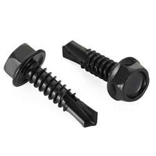 100 Pack 10 x 3 4 Black Hex Washer Head Self Drilling Screws 410 Stainless Steel