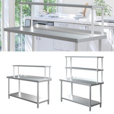 Commercial Stainless Steel Kitchen Food Prep Work Table Bench/Topshelf/Wheels UK