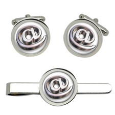 @ at Sign or symbol Cufflinks and Tie Clip Set
