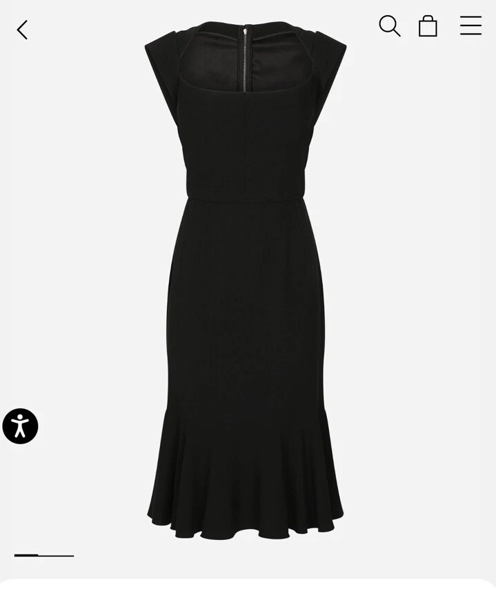 Dolce Gabbana — Dolce Gabbana Cadi Fabric MIDI Black Dress IT48