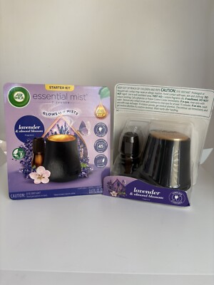 2 Air Wick Essential Mist Starter Kits-Lavender Almond Blossom Cordless Diffuser