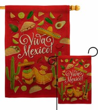 Viva Mexico Burlap Garden Flag Summertime Cinco de Mayo Decorative Yard Banner