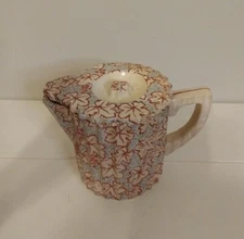 Vtg Teapot Ceramic Pottery Pitcher Sakura Cherry Blossom PreWW2 Corrugated Lid