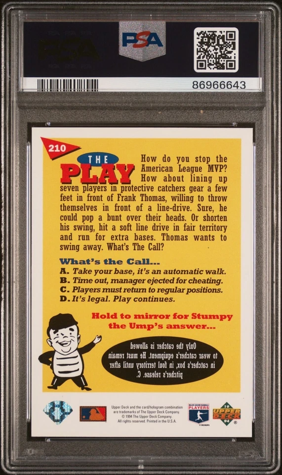 Frank Thomas - 1994 Upper Deck Fun Packs   PSA 9 - Image 2 of 2