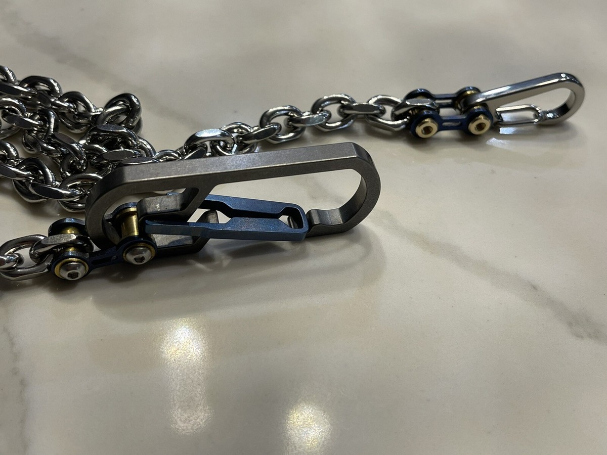 EDC Biker Wallet Chain w/Titanium Carabiners & Ti Bike Links