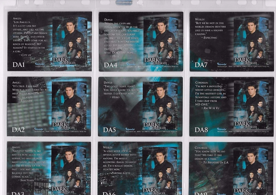 ANGEL SEASON 1 "Complete Dark Avenger  Card Set "  9 CARD SET DA1 TO DA9  - Image 2 of 2