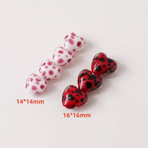 6pcs Heart Glass Bead,Multicolour Love Heart Glass Spacer Bead,DIY Lampwork Bead - Picture 3 of 9