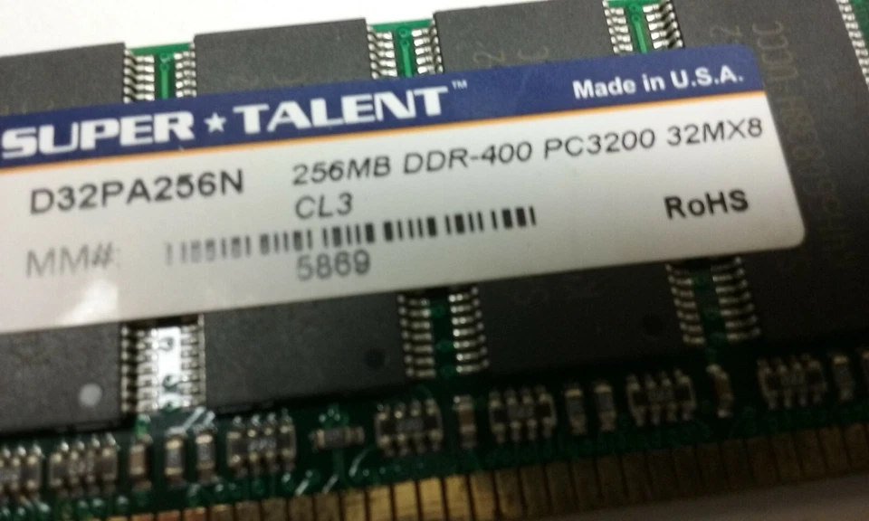 "NEW " Lot of 4 pcs - SUPERTALENT DDR 256MB DDR PC3200 CL3 - Image 2 of 2