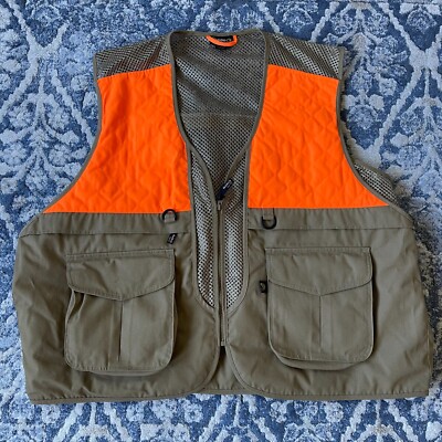 Gander Mountain Hunting Vest Men's Size 2XL Guide Series Khaki Orange Zip Front