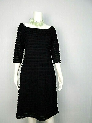 FRANK LYMAN Black Short Sleeve Ruffle Sheath Dress Sz 8 Made Canada | eBay