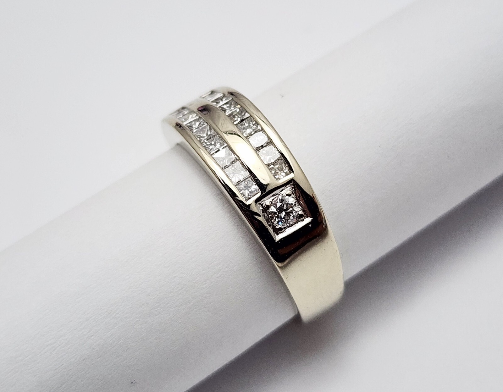 14K Solid White Gold Designer Princess Cut Diamon… - image 8