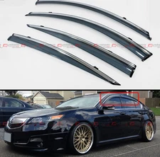 FOR 2009-2014 ACURA TL CLIP ON SMOKE TINTED SIDE WINDOW VISOR W/ CHROME TRIM