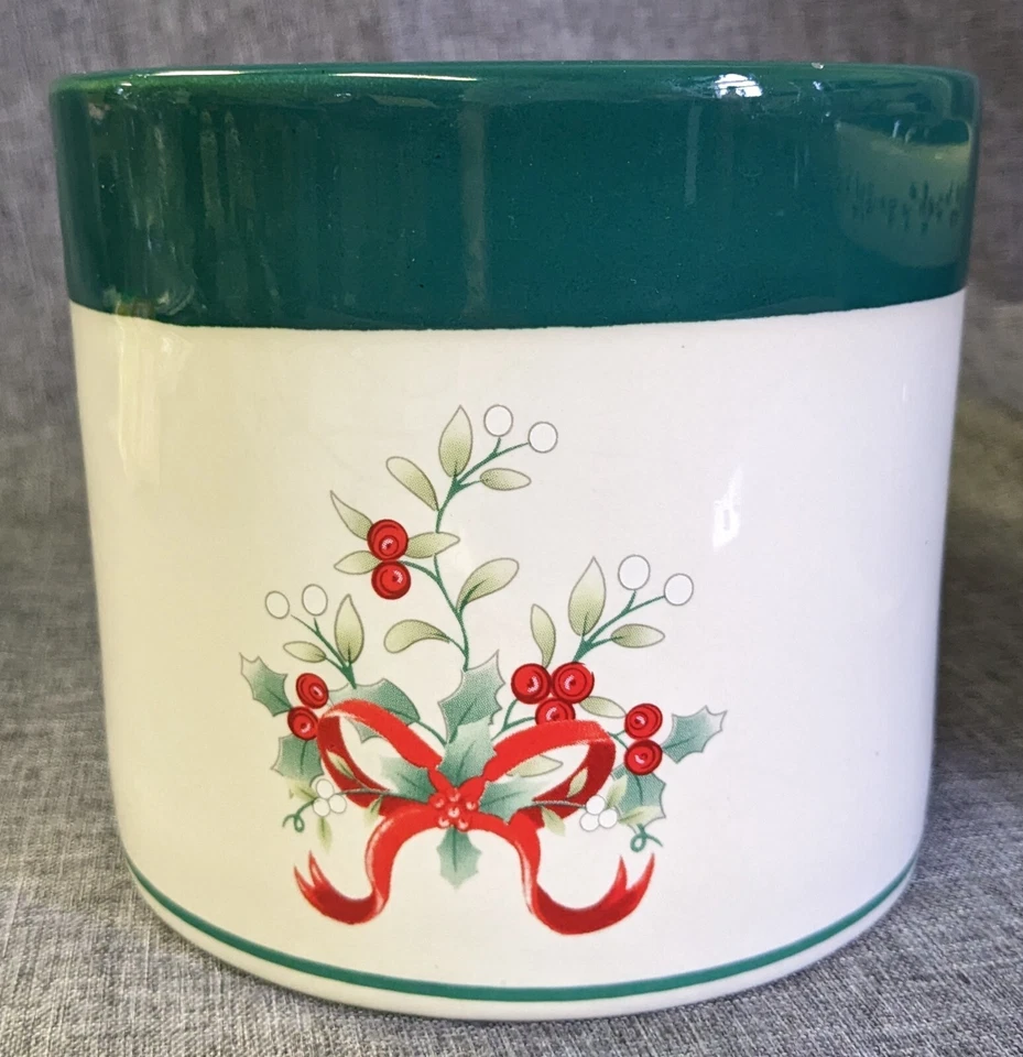 Pfaltzgraff WINTERBERRY Ceramic Jar Candle Holder and Shade Holiday Christmas - Image 2 of 4