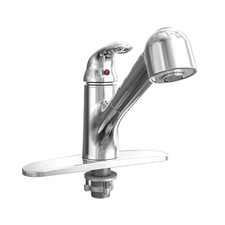 Single-Handle Pull-Out Kitchen Faucet 2F Pull-Down Sprayer Chrome Polish Finish