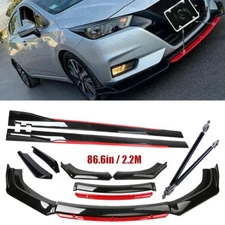 For Nissan Versa Front Bumper Lip Spoiler Splitter Side Skirt Body Kit Glossy