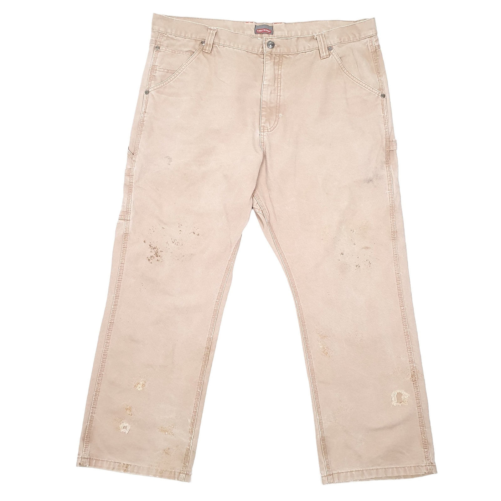 CRAFTSMAN Carpenter Workwear Trousers Cotton Beige Mens W40 L29 image 2