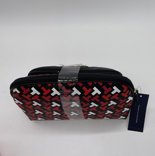 Tommy Hilfiger 2 piezas bolsa de cosméticos conjunto de maquillaje artículos de tocador de viaje logotipo bolsa con cremallera - Imagen 11 de 12