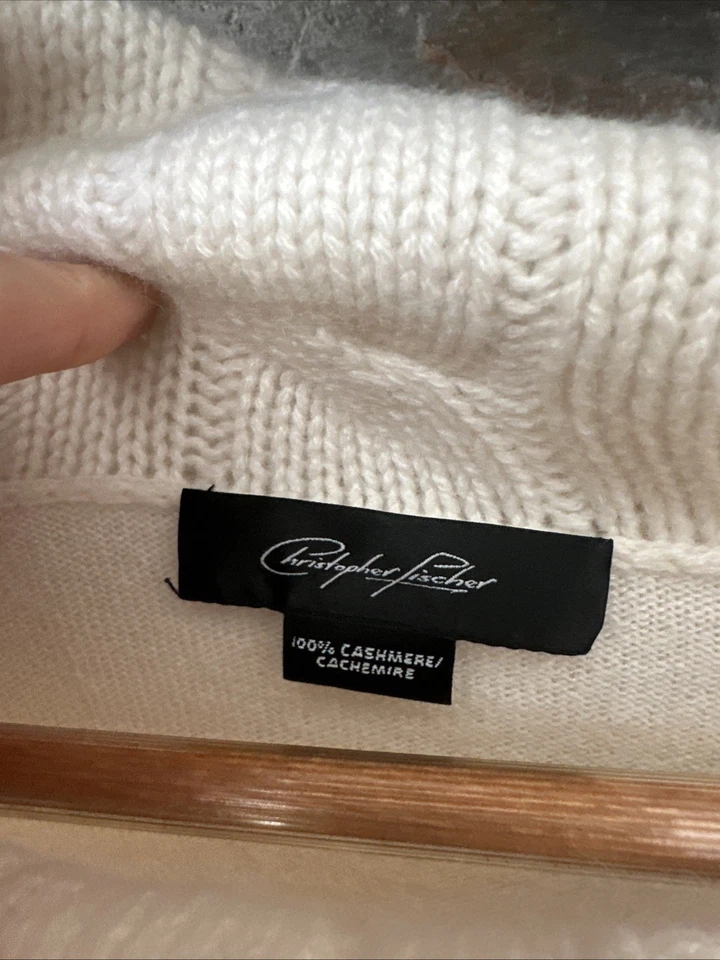 CHRISTOPHER FISCHER Mujer S 100% Cachemira Cable Acanalado Tejido Cuello Suéter Foto 4 de 4