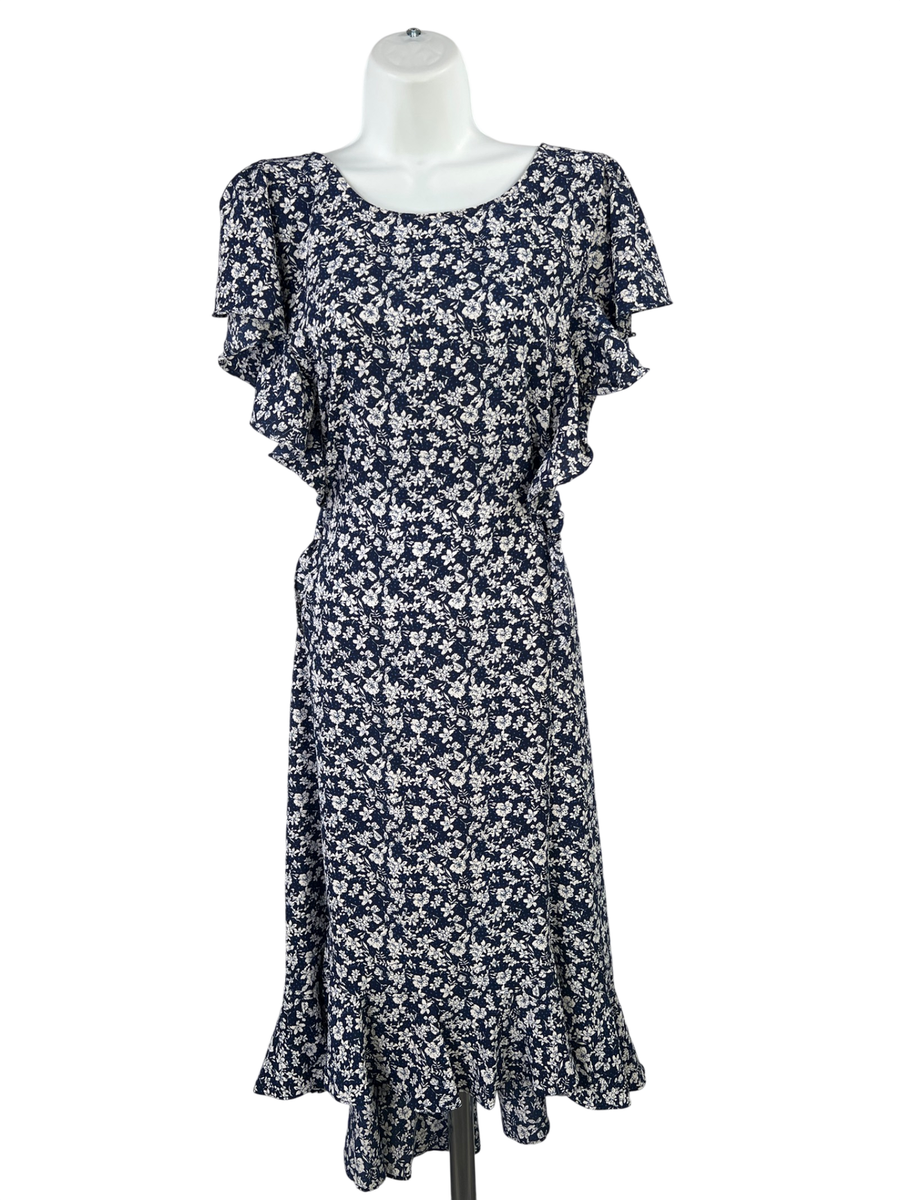 knee length dresses for ladies Pink High Neck Ruffle Tiered A-Line Midi Dress main image 0