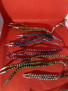 Vintage Lot of 22 Mercury Glass Beads Christmas Wire Spikes Floral Picks Stems